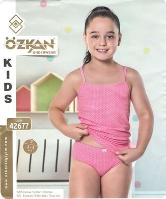 Комплект для дівчинки майка + трусики - в горошок, Рожевий, 7-8