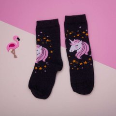Шкарпетки на дівчинку - з єдинорогом, Темно-сірий, 25-29
