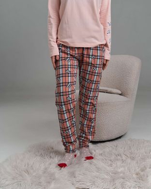 Женская хлопковая пижама со штанами - Клетка с бабочками Фото товара - Интернет-магазин Zaragoza