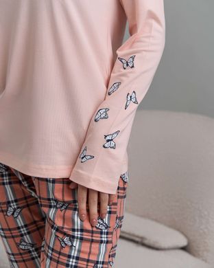 Жіноча бавовняна піжама зі штанами - Клітинка з метеликами Фото товару - Інтернет-магазин Zaragoza