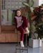 Комплект на девочку со штанами - бордовая с оленями Фото товара 3 из 8