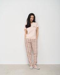 Жіноча піжама зі штанами у клітинку - футболка із написом Фото товару - Інтернет-магазин Zaragoza