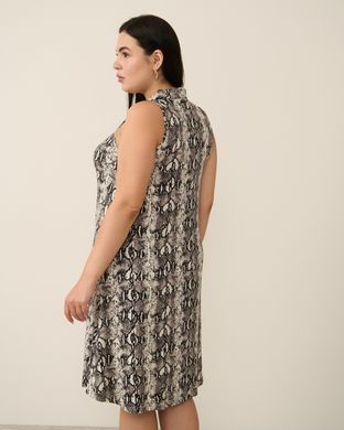 Женская туника-халат на пуговицах Plus Size - Змеиный принт Бежевый 2xl