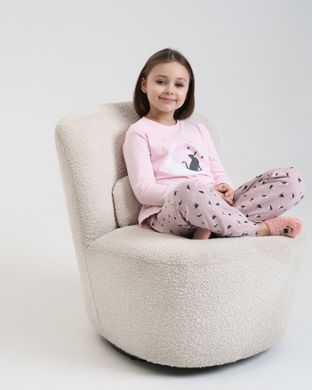 Піжама на дівчинку підлітка Кіт і зірки - Family look мама/донька Світло-рожевий 8-9