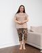 Женский комплект с капри Plus Size - цветы - Вискоза Светло-коричневый 2xl Фото товара 1 из 7