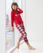 Красная пижама на девочку со штанами в клетку - олень Фото товара 1 из 5