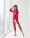 Червона піжама на дівчинку зі штанами в клітку - олень Фото товару 5 з 5