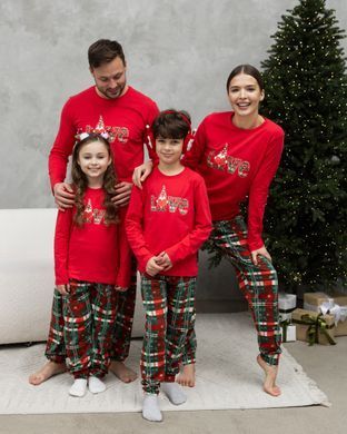 Мужской комплект с брюками Новогодняя Love Family look для семьи, Красный, m