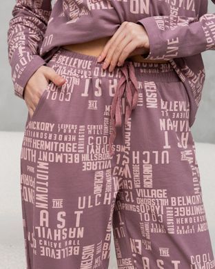 Жіноча піжама на ґудзиках - Написи - Family look для пари Фото товару - Інтернет-магазин Zaragoza