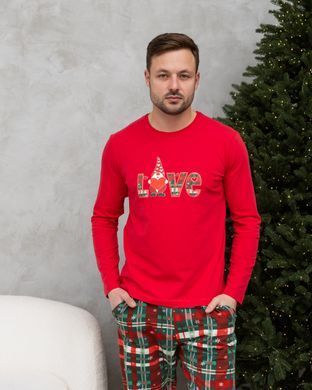 Мужской комплект с брюками Новогодняя Love Family look для семьи, Красный, m