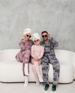 Жіноча піжама на ґудзиках - Написи - Family look для пари Фото товару - Інтернет-магазин Zaragoza