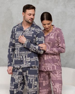 Жіноча піжама на ґудзиках - Написи - Family look для пари Фото товару - Інтернет-магазин Zaragoza