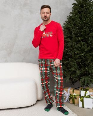 Мужской комплект с брюками Новогодняя Love Family look для семьи, Красный, m