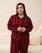 Батальная пижама на пуговицах Клетка - Family look для пары Красный 2XL Фото товара 2 из 7