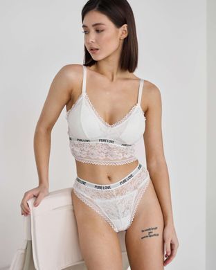 Кружевной комплект без Push-up - браллет с трусиками, Молочний, 85В