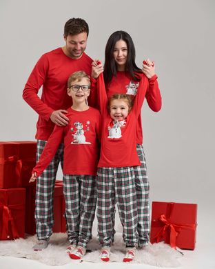 Женская пижама со штанами в клетку - Снеговик - Family look для семьи Фото товара - Интернет-магазин Zaragoza