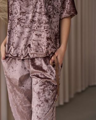 Комплект зі штанами і футболкою на зав'язці - мармуровий велюр Фото товару - Інтернет-магазин Zaragoza