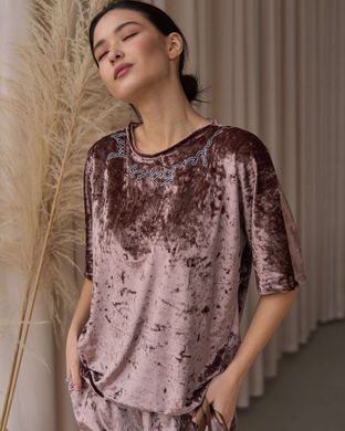 Комплект зі штанами і футболкою на зав'язці - мармуровий велюр Фото товару - Інтернет-магазин Zaragoza