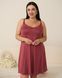 Жіноча сорочка на тонких бретельках - Plus Size - з мереживом Теракотовий 2xl Фото товару 2 з 7