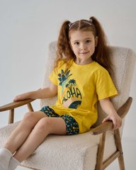 Подростковый комплект с шортами на девочку - Aloha, Жёлтый, 14-15