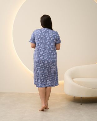 Вискозная женская сорочка, батал - синяя в сердечки Синий 3XL