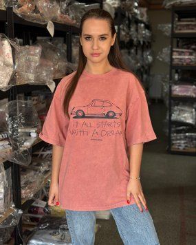 Футболка oversize с принтом 26034 Терракотовый в универсальном размере