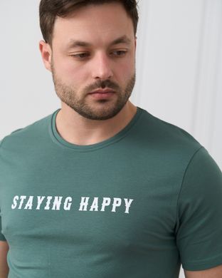 Мужской комплект с шортами однотонный - Staying happy, Темно-бірюзовий, m