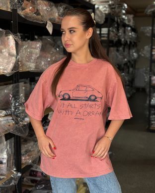 Футболка oversize с принтом 26034 Терракотовый в универсальном размере