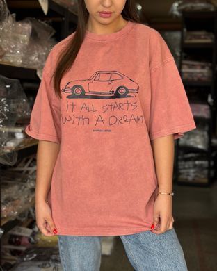 Футболка oversize с принтом 26034 Терракотовый в универсальном размере