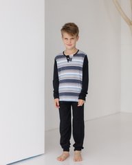 Подростковый комплект на мальчика со штанами - полосы, Чорний, 8-9