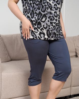 Комплект капри и футболка Plus Size леопард - вискоза Темно-синий 2xl