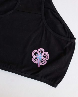Женские трусы с широким боком - черные с цветочком, На фото, 5xl