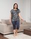 Комплект капри и футболка Plus Size леопард - вискоза Темно-синий 2xl Фото товара 1 из 7