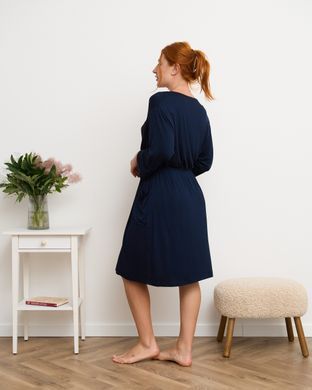 Комплект сорочка та халат Plus size - Віскоза Темно-синій 2xl