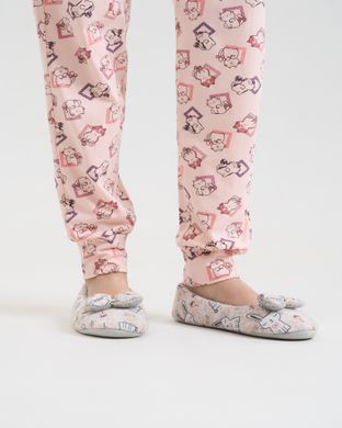 Жіночий комплект зі штанами в котики - кофтинка в рубчик - Family look мама/донька Баклажановий S Фото товару - Інтернет-магазин Zaragoza