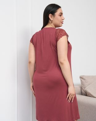 Віскозна сорочка з мереживом по плечам - Plus Size Теракотовий 3xl