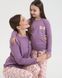 Жіночий комплект зі штанами в котики - кофтинка в рубчик - Family look мама/донька Баклажановий S Фото товару 12 з 13