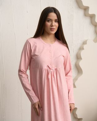 Длинная однотонная рубашка для кормления - хлопок, Розовый, s