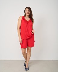 Віскозна піжама з майкою, з мереживом на шортах - батал, Червоний, 2xl