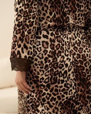 Комплект віскозний сорочка та халат Plus size - Леопард 2xl