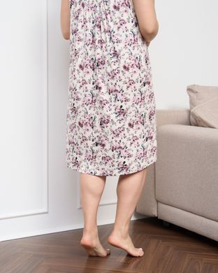 Сорочка на широких бретельках Plus Size - Квіти - Віскоза Молочний 2xl
