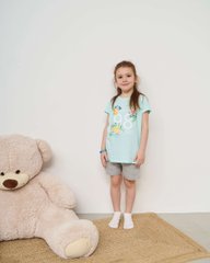 Комплект для девочки с шортами Цветы - Ozkan, Мятный, 9-10