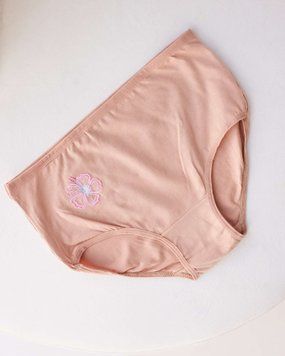 Женские трусы с широким боком - бежевые с цветочком, На фото, 5xl