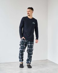 Мужская пижама со штанами клетка - ИНТЕРЛОК - Family look папа/сын