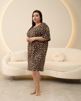 Женская туника свободного кроя - леопард - Plus Size 2xl