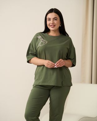 Женский комплект Plus Size с капри - Хаки Хаки 2xl