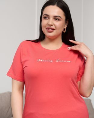 Женский комплект с шортами хлопок - Plus Size - Dream Коралловый 2xl