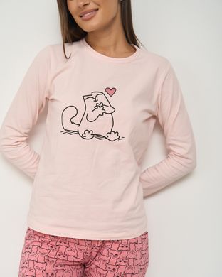 Женская пижама со штанами - Влюблённый кот - Family look мама/дочка Фото товара - Интернет-магазин Zaragoza