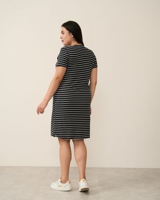 Віскозна туніка з рукавчиком Plus Size - у смужку Чорний l