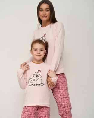 Жіноча піжама зі штанами - Закоханий котик - Family look мама/донька Фото товару - Інтернет-магазин Zaragoza